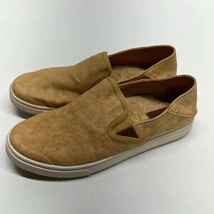 Olukai Pehuea Shoes Sneakers Canvas Slip On Drop Heel Tan Brown Women's Size 6.5